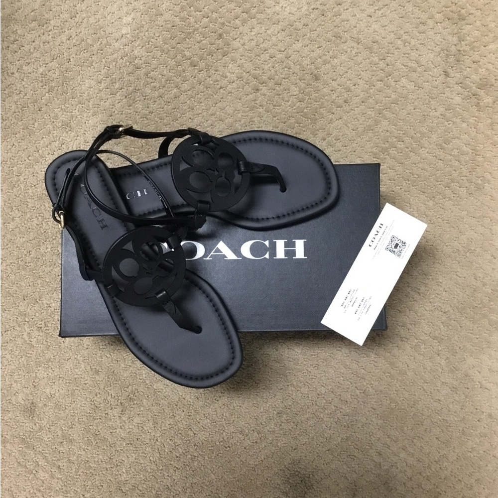 Women coach sandals black